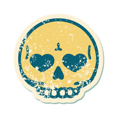 distressed sticker tattoo style icon of a skull