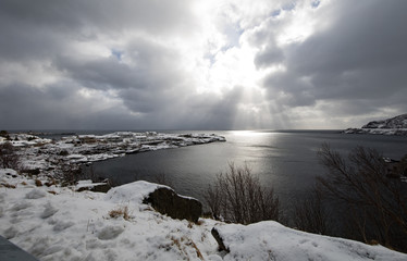 Lofoten islands. Beautiful Norway spring landscape view.