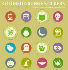 Halloween colored grunge icons