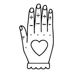 black line tattoo of a hand
