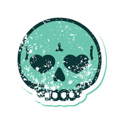 distressed sticker tattoo style icon of a skull