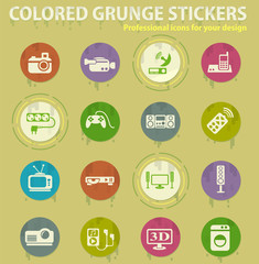 Home applicances colored grunge icons