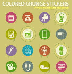 Home applicances colored grunge icons
