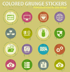 Hosting provider colored grunge icons