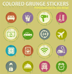 Hotel colored grunge icons