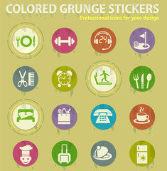hotel service colored grunge icons