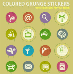 hotel service colored grunge icons