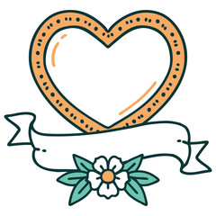 tattoo style icon of a heart and banner