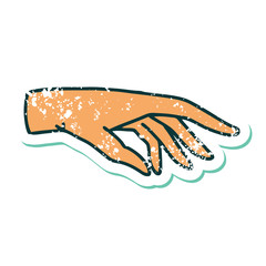 distressed sticker tattoo style icon of a hand