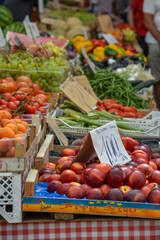 Different fruits and vegetables at a street market