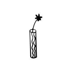 Hand drawn flower in a vase flat vector icon isolated on a white background.
