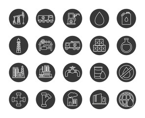 Isolated oil industry line block style icon set vector design