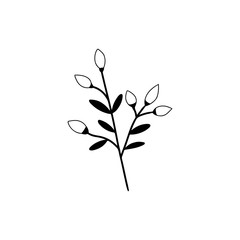 Hand drawn flower flat vector icon isolated on a white background.