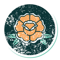 distressed sticker tattoo style icon of a flower