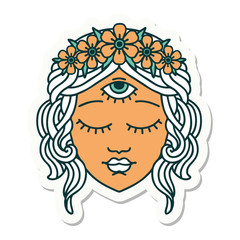 tattoo style sticker of female face
