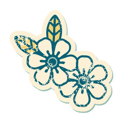 distressed sticker tattoo style icon of a flower