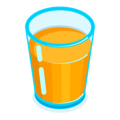 Orange juice icon. Healthy and delicious drink. Isometric vector illustration.