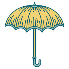 tattoo style icon of an umbrella