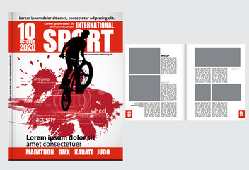 Printing magazine with sport subject in background, easy to editable vector