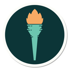 tattoo style sticker of a lit torch