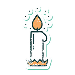 distressed sticker tattoo style icon of a candle