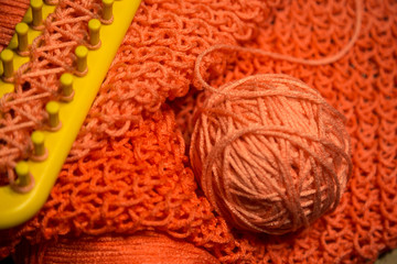 Knitting a Coral Colored Scarf