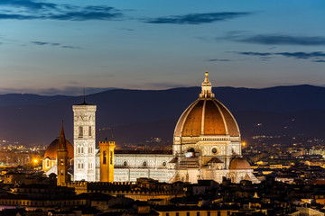 Fototapeta premium Florence with cathedral Santa Maria del Fiore at night