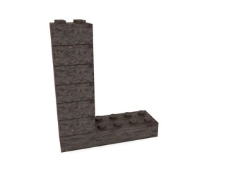 Letter L from rusty metal toy bricks