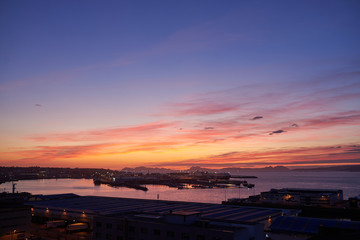 Sunset over the port of Vigo (Galicia, Spain)