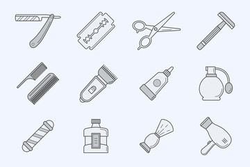 Barbershop Icons set - Vector color symbols of beauty salon for the site or interface