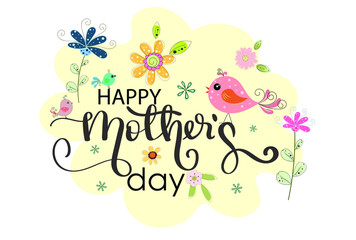 Happy mother's day.  Best mom ever.  Love mom decoration with flowers. Illustration mother's day