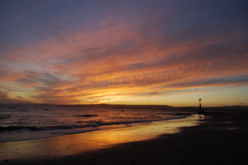 Fototapeta na wymiar Sunset at Exmouth Beach, Devon, England