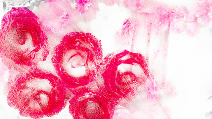 frozen red roses abstraction - 325455395