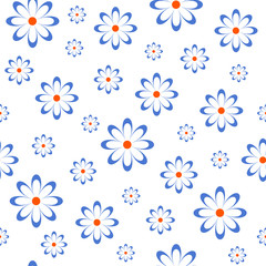 Seamless floral pattern in scandinavian style. Vector contrast flowers on a white background. Textile pattern for fabric, tile, paper. National ornament, embroidery.