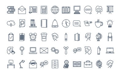 Isolated doodle line style icon set vector design
