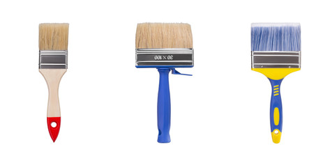 Set of paint brush for painting isolated on a white background. Vertical shot