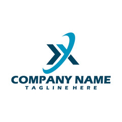 X dots logo design template. Hexagon X icon.