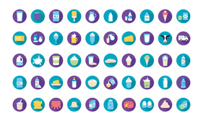 Isolated dairy flat style icon set vector design
