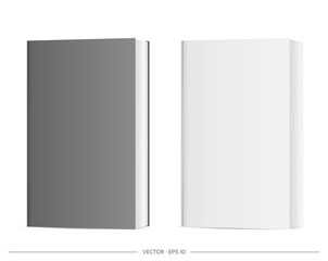 Vector set of blank books. Black and white realistic book isolated on a white background. Vector illustration.