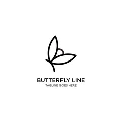 Butterfly line or outline or monoline logo for cosmetics brand and salon logo template