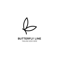 Butterfly line or outline or monoline logo for cosmetics brand and salon logo template