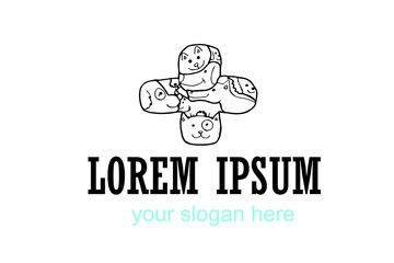innovative and creative, minimalist animal logo. can use animal clinics, petshop and veterinarian. black and white simple stylish logo.
