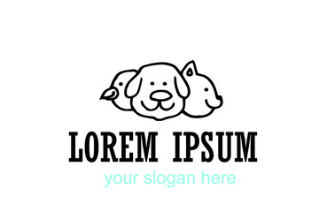 innovative and creative, minimalist animal logo. can use animal clinics, petshop and veterinarian. black and white simple stylish logo.