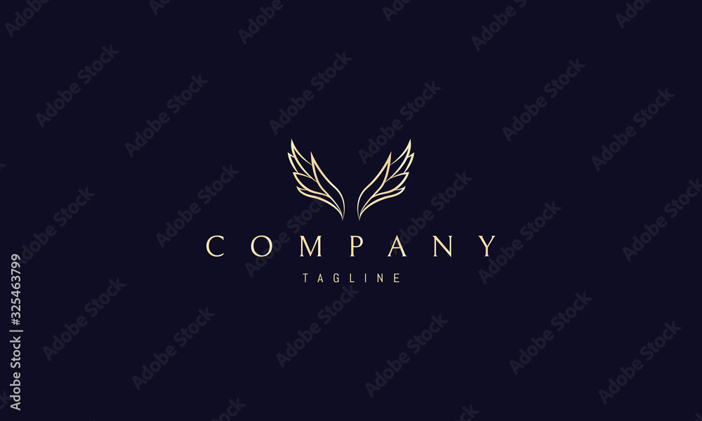 Canvas Prints vector golden logo on which an abstract image of wings that also look like hop leaves.