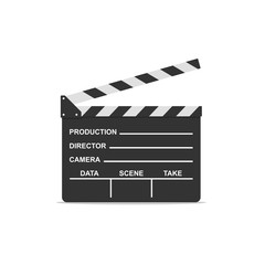 Movie clapper isolated on white background.