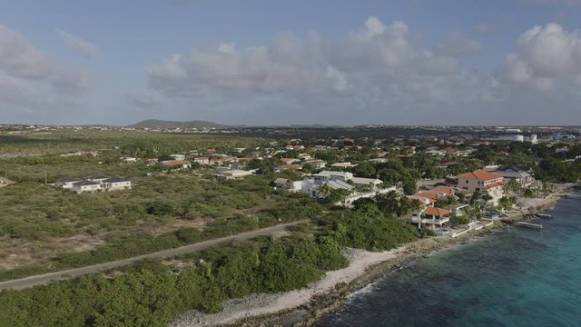 Bonaire Caribbean Netherlands Aerial v33 Moving away from Hato towards ocean - January 2019