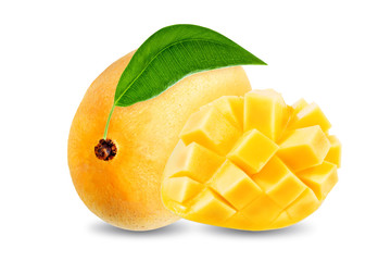 Ripe Thai mango fruit on a white background