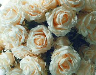Detail of a bouquet of white roses