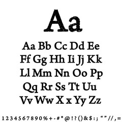 Dirty textured of typography grungy stamped alphabet font vector collection