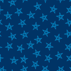 Seamless doodle hand drawn stars